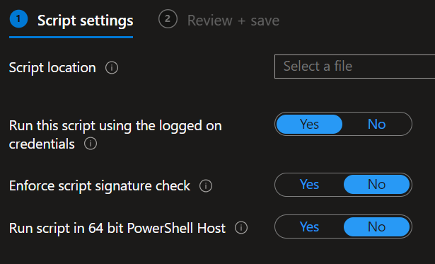 Intune Platform Script Settings