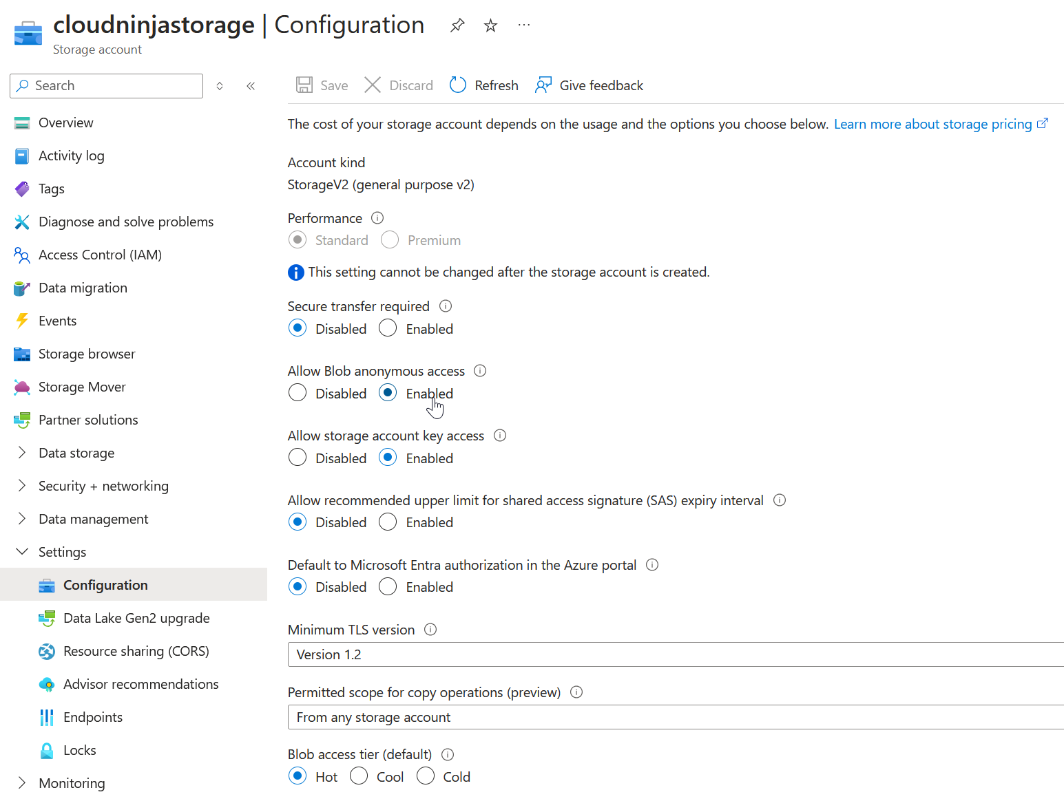 Configure Azure Storage Account static website