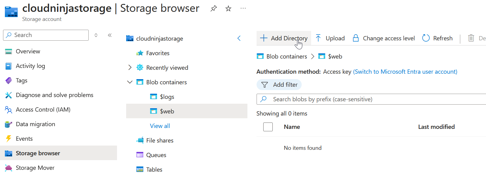 Configure Azure Storage Account static website