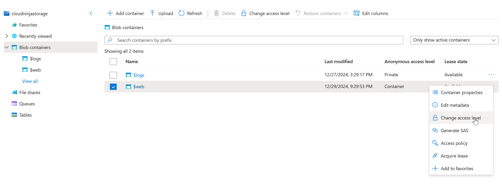 Configure Azure Storage Account static website